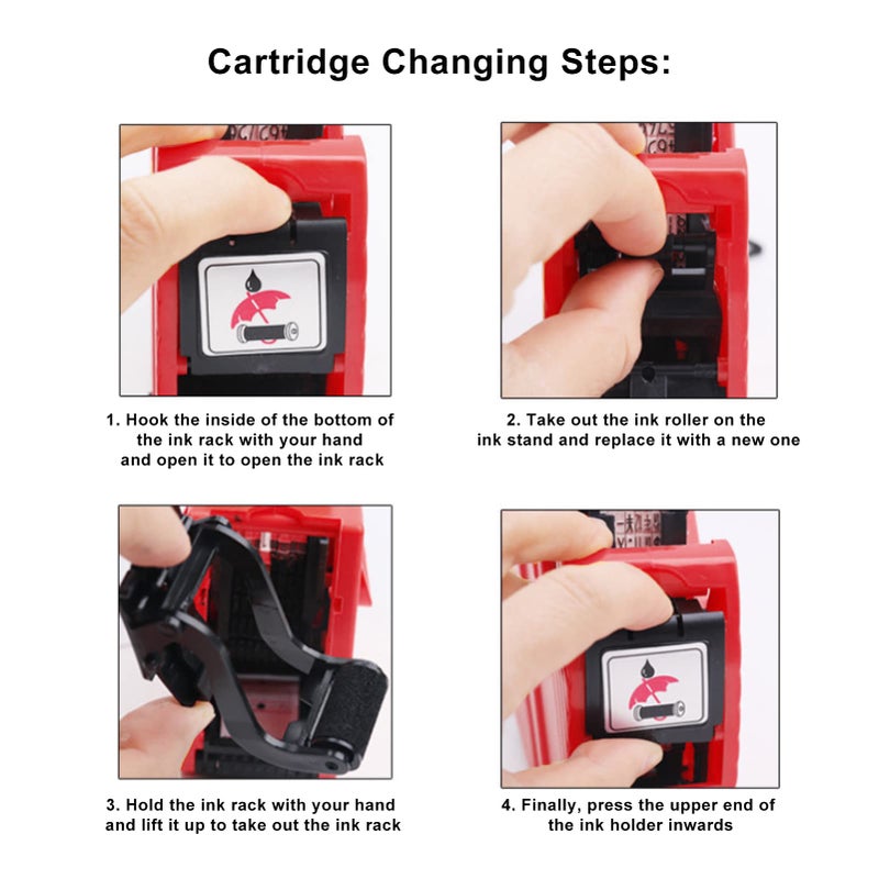 آلة وضع العلامات اليدوية الحمراء 8 أرقام صانع ملصقات الأسعار المحمول أداة وضع علامات الأسعار للمتجر المنزلي - Image 5