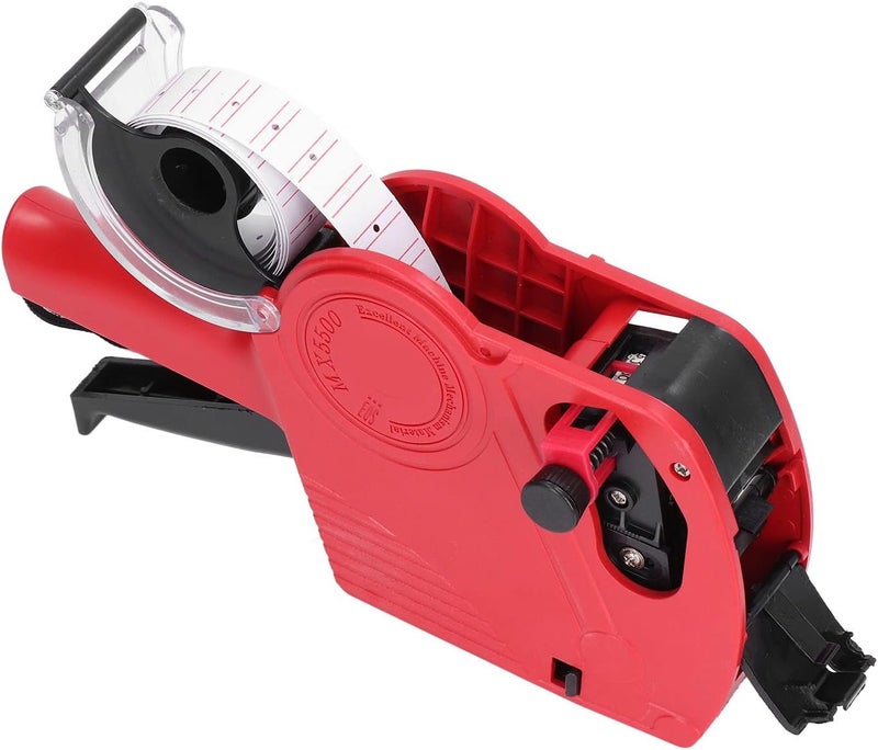 آلة وضع العلامات اليدوية الحمراء 8 أرقام صانع ملصقات الأسعار المحمول أداة وضع علامات الأسعار للمتجر المنزلي - Image 1