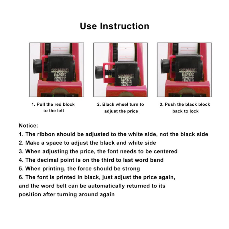 آلة وضع العلامات اليدوية الحمراء 8 أرقام صانع ملصقات الأسعار المحمول أداة وضع علامات الأسعار للمتجر المنزلي - Image 4
