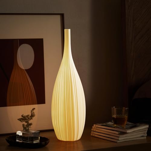 RONDURE 20.6" Modern Ceramic Table Lamp, Fully Dimmable Modern Bedside Lamps for Bedroom, Living Room and Nightstand, White Translucent Ceramic Shade, Warm Ambient Lighting, Corded, Bulb Included - Image 2