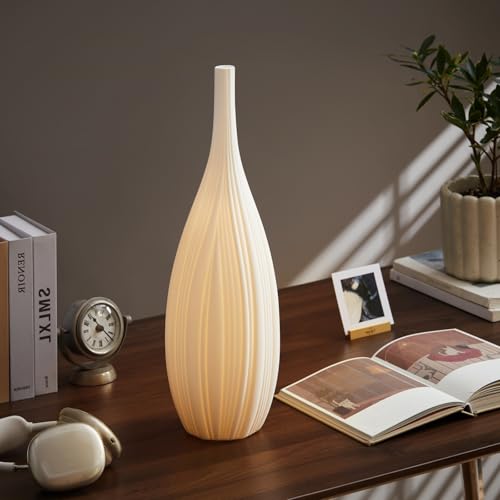 RONDURE 20.6" Modern Ceramic Table Lamp, Fully Dimmable Modern Bedside Lamps for Bedroom, Living Room and Nightstand, White Translucent Ceramic Shade, Warm Ambient Lighting, Corded, Bulb Included - Image 5