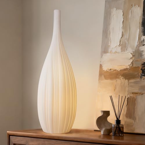 RONDURE 20.6" Modern Ceramic Table Lamp, Fully Dimmable Modern Bedside Lamps for Bedroom, Living Room and Nightstand, White Translucent Ceramic Shade, Warm Ambient Lighting, Corded, Bulb Included - Image 1