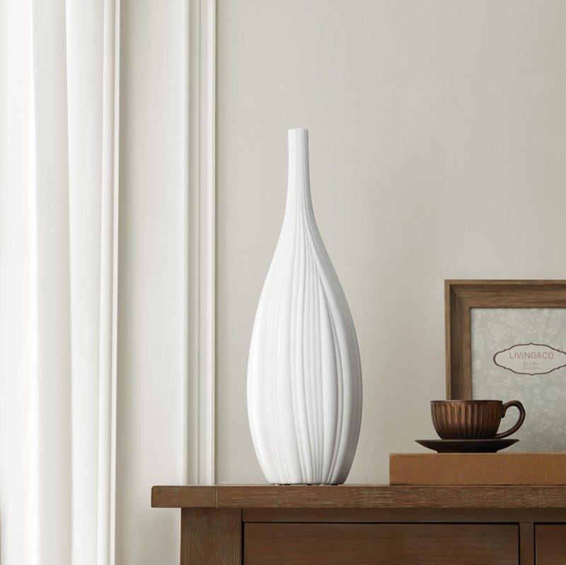 RONDURE 20.6" Modern Ceramic Table Lamp, Fully Dimmable Modern Bedside Lamps for Bedroom, Living Room and Nightstand, White Translucent Ceramic Shade, Warm Ambient Lighting, Corded, Bulb Included - Image 4