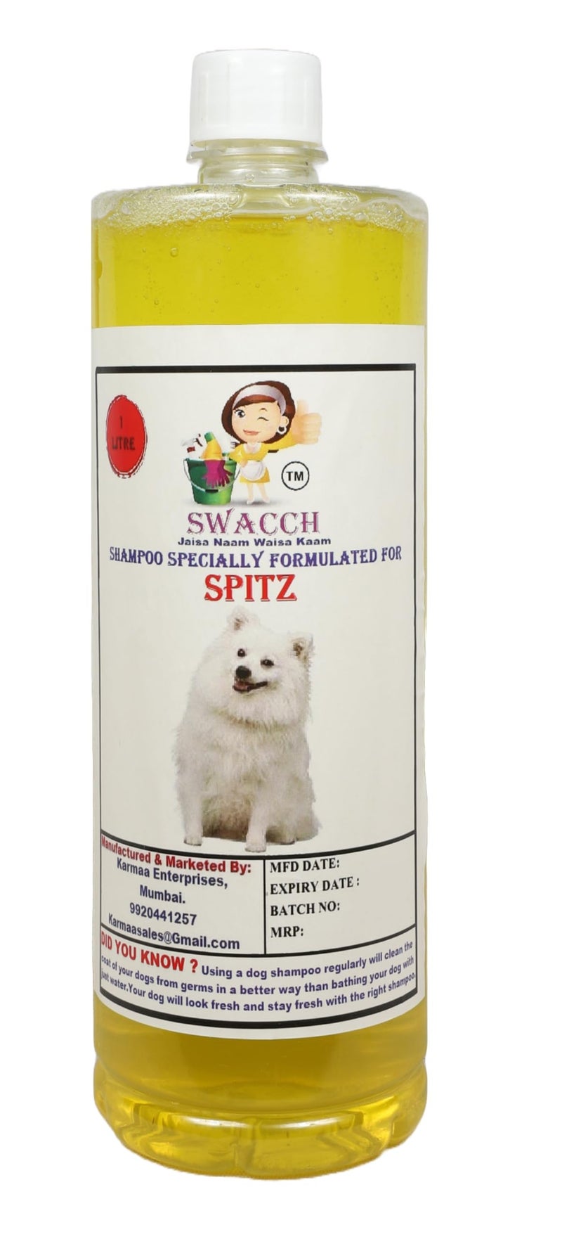 swacch Spitz Dog Shampoo + Dumbbell Toy I Durable Rubber Dog Toy for Chewing I Playing,Teeth Cleaning & Training Toy I Combo Pack I 1 Litre Lemon - Image 2