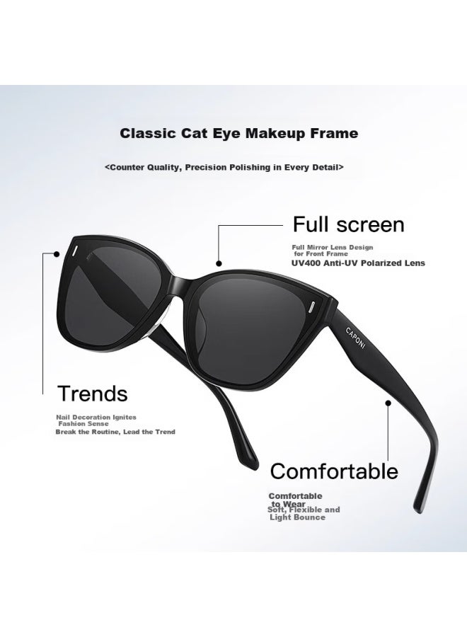 Caponi Polarized Sungl For Women, Driving Sungl, Uv Protection, High-end Look, Face-slimming Effect - Image 2