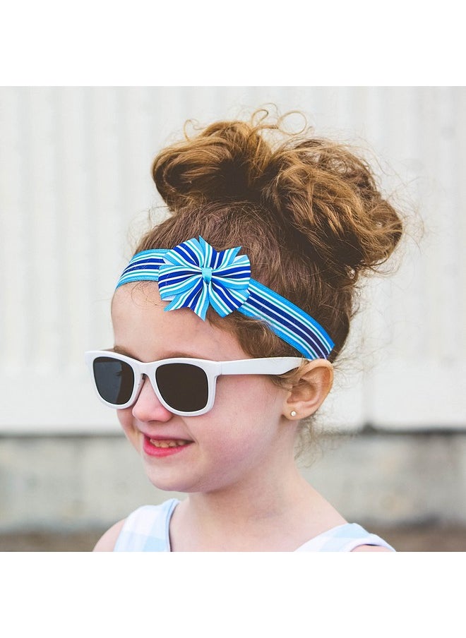 FROG SAC 4 Preppy Striped Bow Headbands For Girls Cute Hair Accessories For Kids Adjustable No Slip Grosgrain Ribbon Headband Pack For Kids Elastic Non Slip Fashion Hairbands With Bows For Children  - Image 4