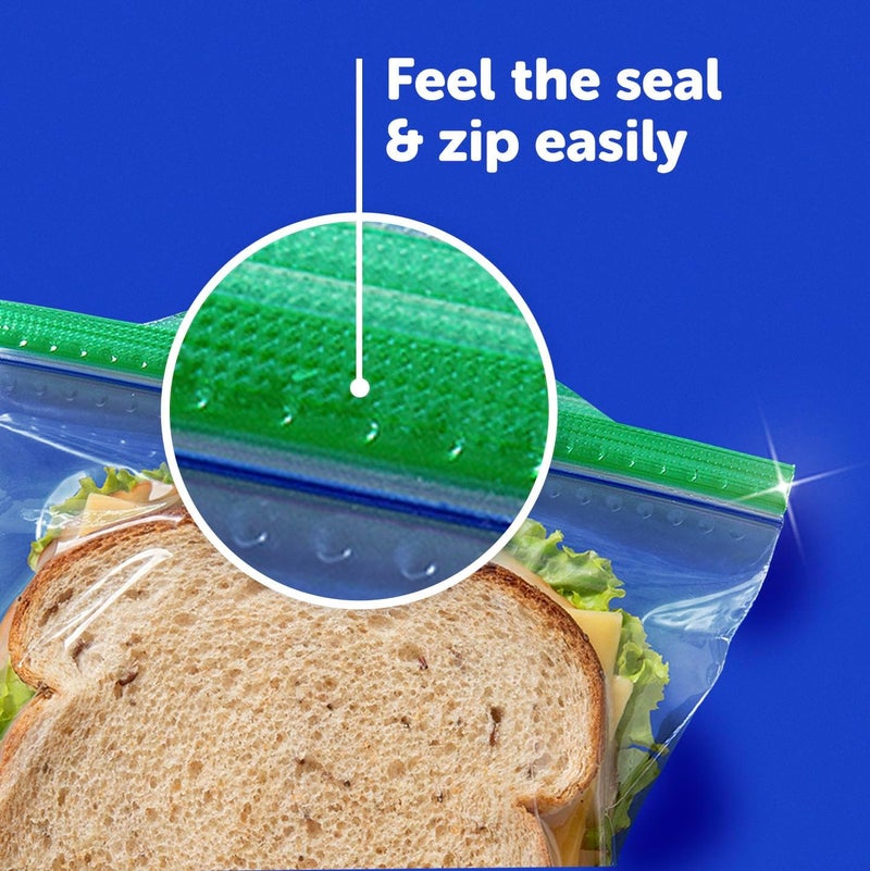 Ziploc XL Sandwich and Snack Bags with EasyGuide Texture Plastic Storage Bags with Grip n Seal Technology 90 Bags Total - Image 3