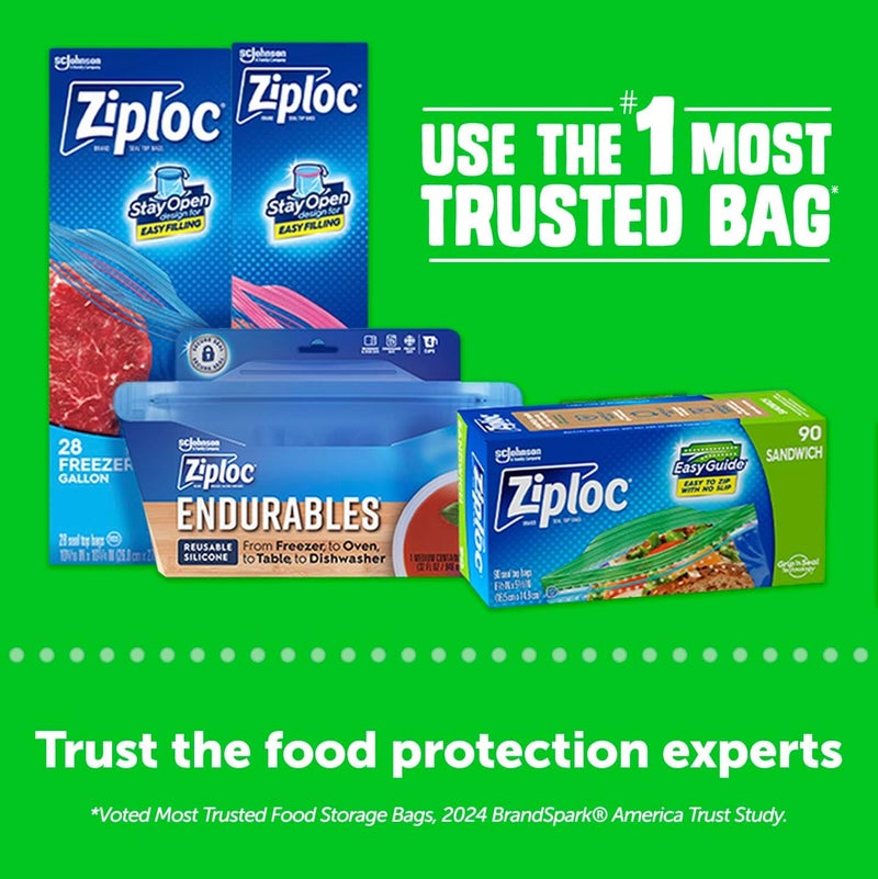 Ziploc XL Sandwich and Snack Bags with EasyGuide Texture Plastic Storage Bags with Grip n Seal Technology 90 Bags Total - Image 5