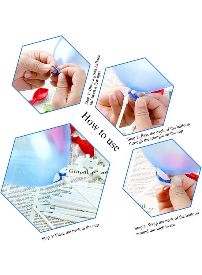 انت أعواد البالون المكونة من 50 قطعة مع أكواب، حامل البالون القابل لإعادة الاستخدام لتزيين أعياد الميلاد وحفلات الزفاف (أبيض) - Image 3