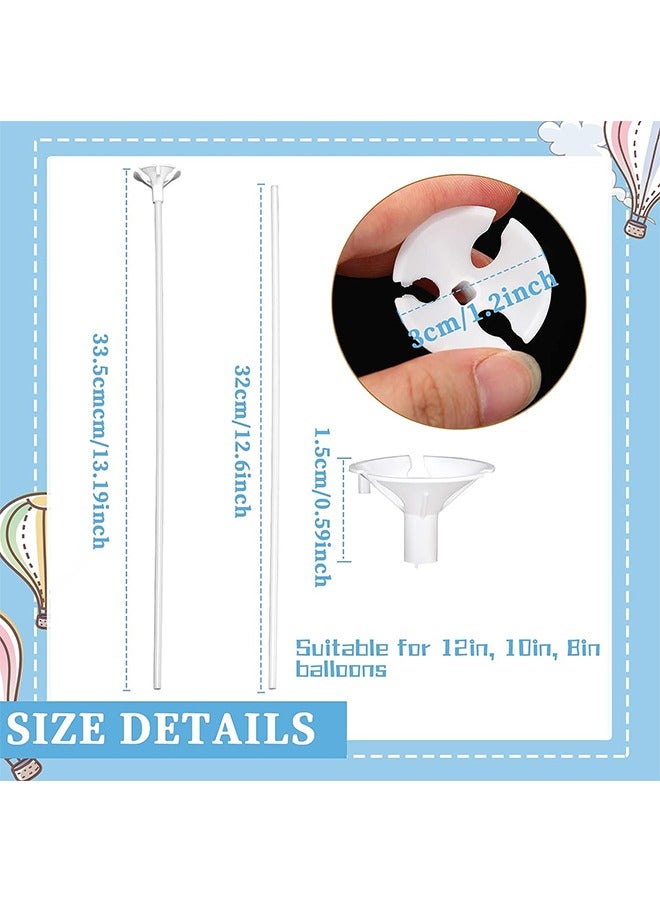 انت أعواد البالون المكونة من 50 قطعة مع أكواب، حامل البالون القابل لإعادة الاستخدام لتزيين أعياد الميلاد وحفلات الزفاف (أبيض) - Image 2