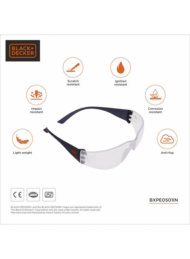 BLACK+DECKER BLACK+DECKER Safety Goggles for Men | Lightweight Safety Eyewear, Flexible Frame & Anti Fog Lens | Safety Glasses for Men with Poylcarbonated Hard Coted Lens for Scratch Resistant | BXPE0501IN  - Image 2