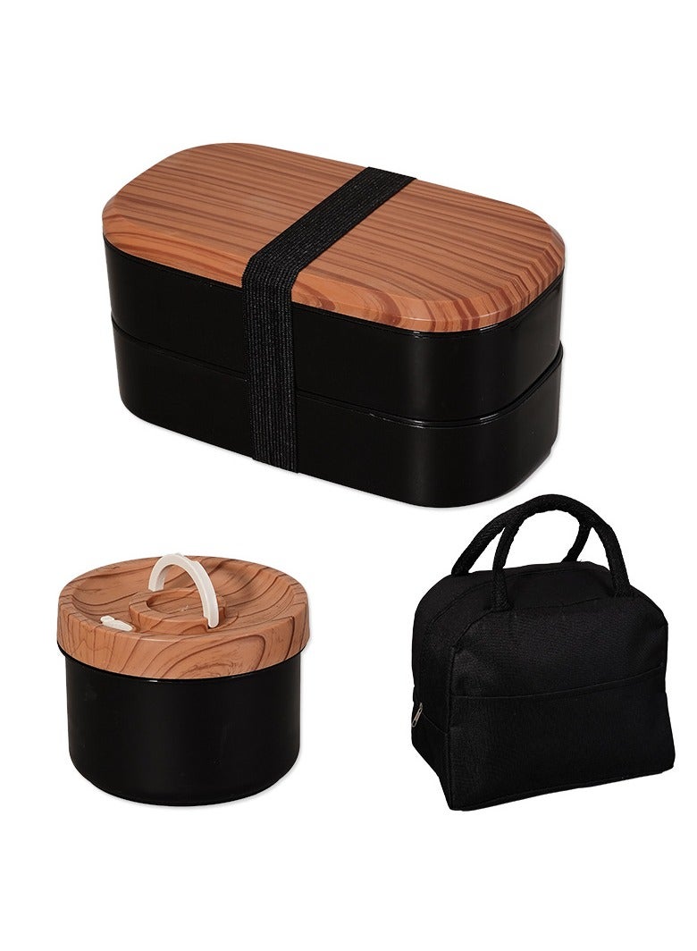 general Double-layer lunch box compartmental large-capacity bento box student meal lunch box microwaveable set - Image 1