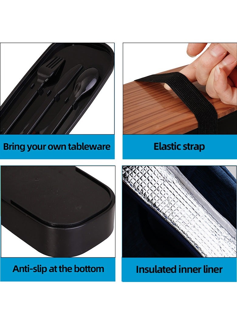 general Double-layer lunch box compartmental large-capacity bento box student meal lunch box microwaveable set - Image 4