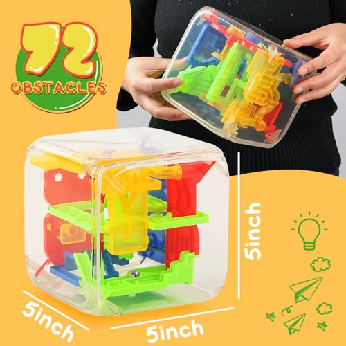 3 otters 3D Puzzle Maze Cube 72 Obstacles Puzzle Cube Interactive Maze Game with Education Toy for Kids - Image 5