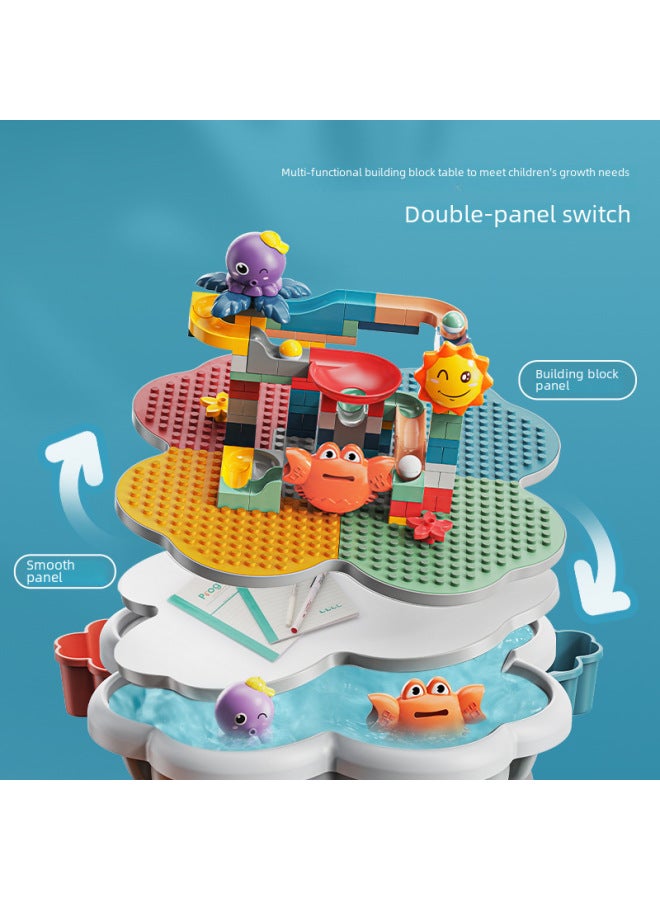 طاولة مكعبات بناء Wangao متوافقة مع مكعبات بناء الأطفال من ليجو، ألعاب طاولة دراسة متعددة الوظائف - اللون: طاولة بتلات + كرسي أرنب 1 + أربعة صناديق تخزين + 113 مكعبات بناء على شكل حيوانات جسيمات كبيرة يمكنك صنعها بنفسك - Image 5