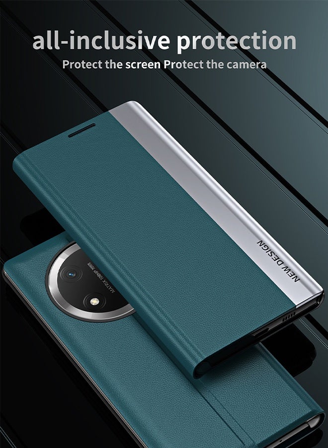 هافن حالة الهاتف متوافقة مع الشرف x9c 5G Flip Case، Ultra Slim TPU الجلد حماية الجسم الكامل المغناطيسي الوقوف غطاء الهاتف مقاوم للصدمات - الأخضر - Image 4