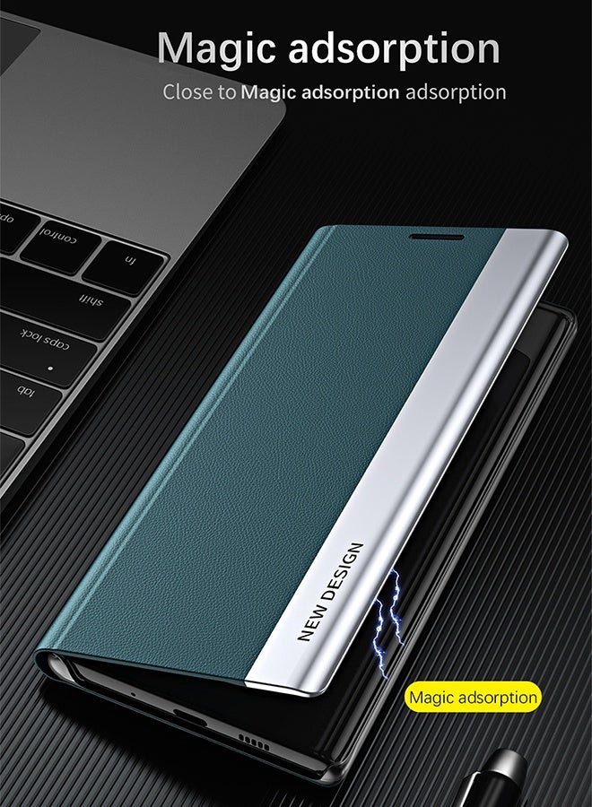 هافن حالة الهاتف متوافقة مع الشرف x9c 5G Flip Case، Ultra Slim TPU الجلد حماية الجسم الكامل المغناطيسي الوقوف غطاء الهاتف مقاوم للصدمات - الأخضر - Image 5