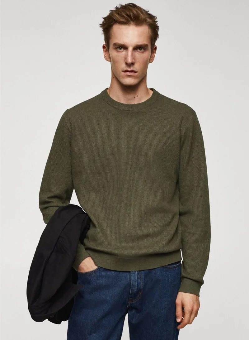 Mango Man Structured Crew Neck Sweater
