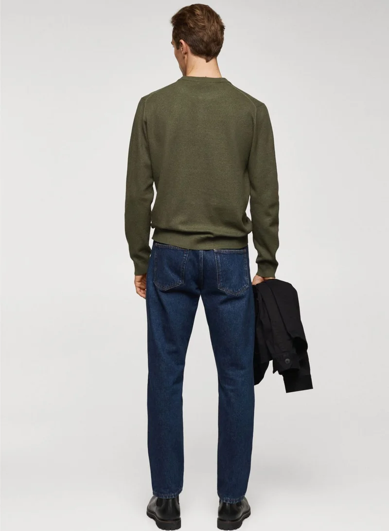 Mango Man Structured Crew Neck Sweater