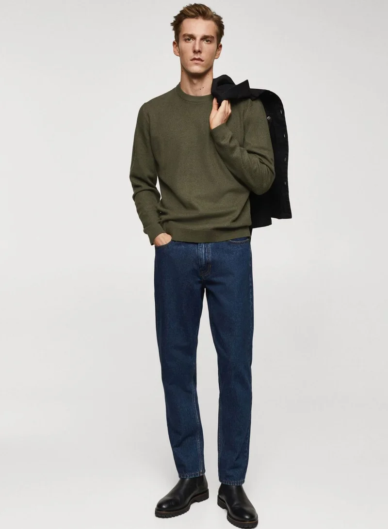 Mango Man Structured Crew Neck Sweater