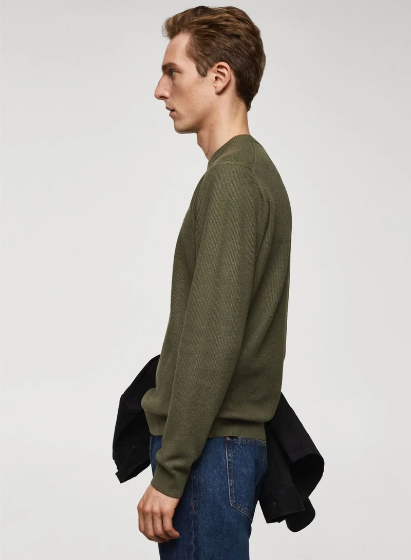 Mango Man Structured Crew Neck Sweater