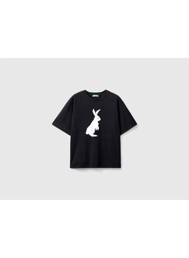 UNITED COLORS OF BENETTON T-Shirt With Bunny Print