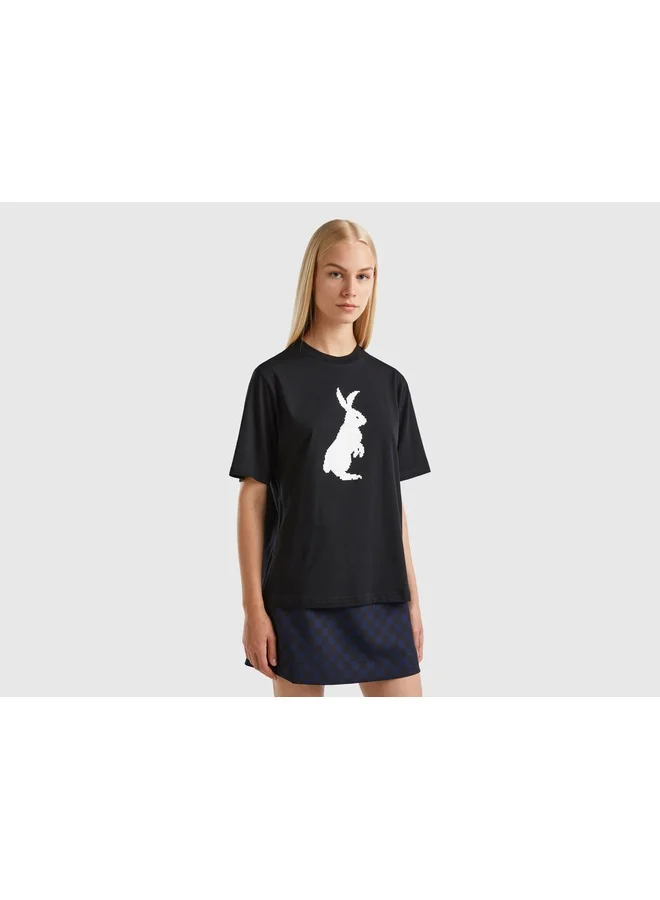 UNITED COLORS OF BENETTON T-Shirt With Bunny Print