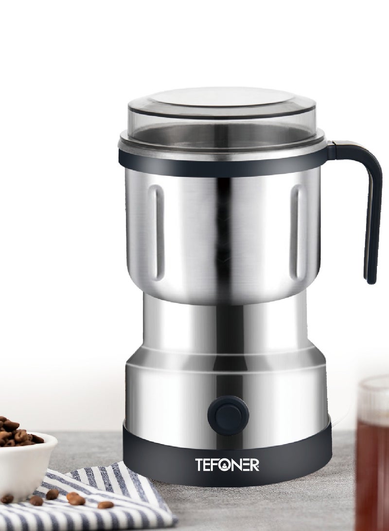 تيفونر مطحنة قهوة v60 كهربائية بسعة كبيرة 800ML. طاحونة قهوة v60 قوية وسهلة الاستخدام. طاحونه قهوه كهربائيه فولاذية مناسبة للقهوة متعددة استخدامات. مطحنة بن بقوة 600 واط. طحانات قهوه بتصميم انيق ومناسب. - Image 2