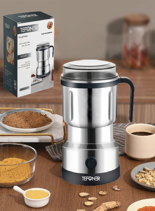 تيفونر مطحنة قهوة v60 كهربائية بسعة كبيرة 800ML. طاحونة قهوة v60 قوية وسهلة الاستخدام. طاحونه قهوه كهربائيه فولاذية مناسبة للقهوة متعددة استخدامات. مطحنة بن بقوة 600 واط. طحانات قهوه بتصميم انيق ومناسب. - Image 3