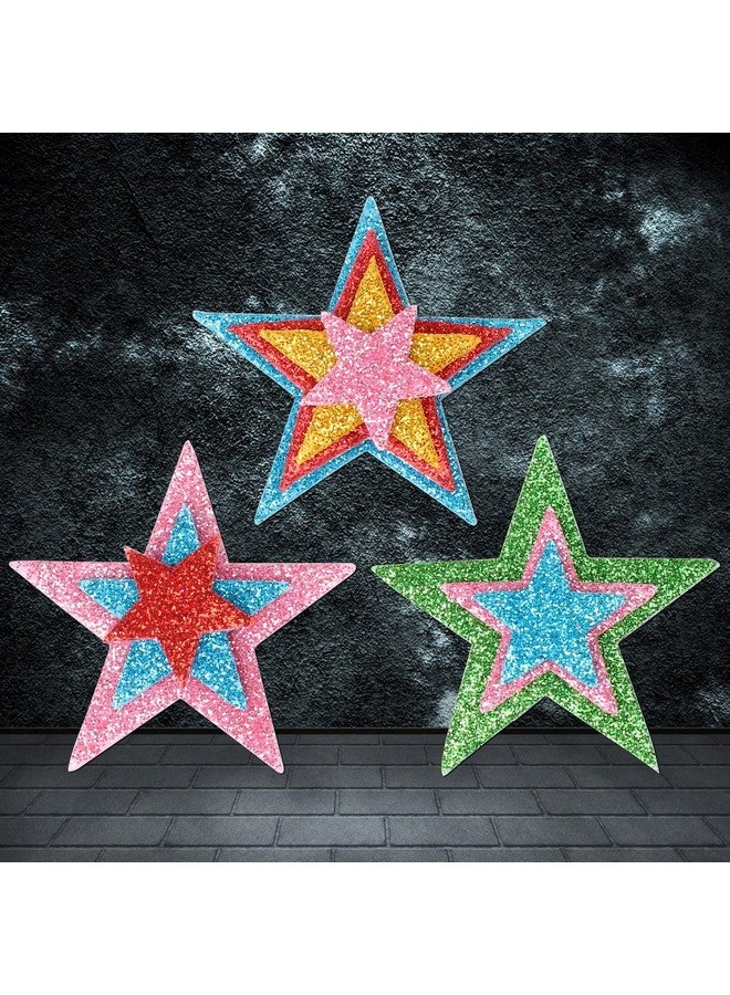 وود 210 قطعة من ملصقات النجوم الإسفنجية اللامعة الملونة، ملصقات نجوم ذاتية اللصق على شكل نجمة، ملصقات حائط على شكل نجمة لمستلزمات الأعمال الفنية للأطفال، تزيين حفلات أعياد الميلاد المنزلية (4 مقاسات) - Image 5