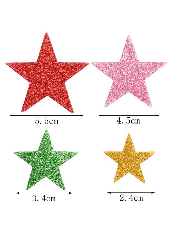 وود 210 قطعة من ملصقات النجوم الإسفنجية اللامعة الملونة، ملصقات نجوم ذاتية اللصق على شكل نجمة، ملصقات حائط على شكل نجمة لمستلزمات الأعمال الفنية للأطفال، تزيين حفلات أعياد الميلاد المنزلية (4 مقاسات) - Image 3