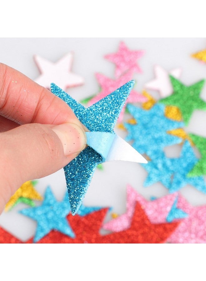 وود 210 قطعة من ملصقات النجوم الإسفنجية اللامعة الملونة، ملصقات نجوم ذاتية اللصق على شكل نجمة، ملصقات حائط على شكل نجمة لمستلزمات الأعمال الفنية للأطفال، تزيين حفلات أعياد الميلاد المنزلية (4 مقاسات) - Image 4