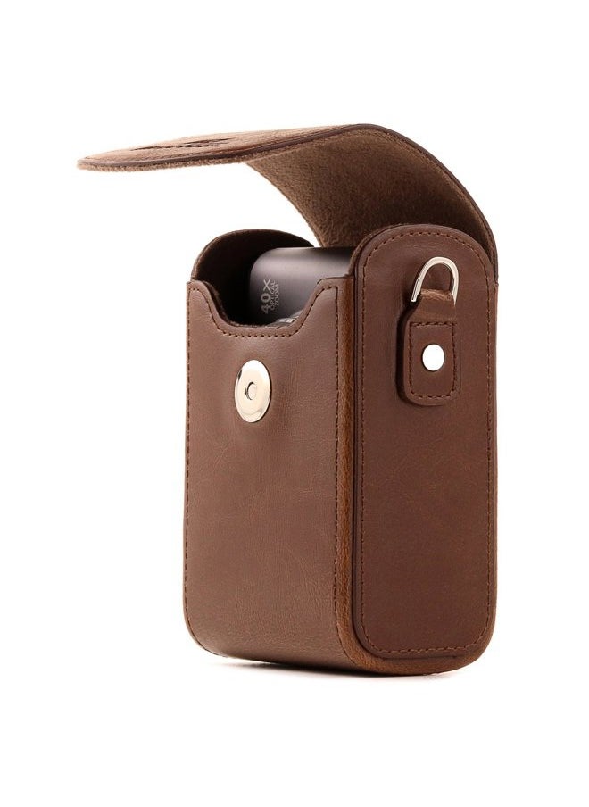 MegaGear Leather Camera Case with Strap Compatible with Canon PowerShot G7 X Mark III, G7 X Mark II, G7 X,Dark Brown  - Image 3