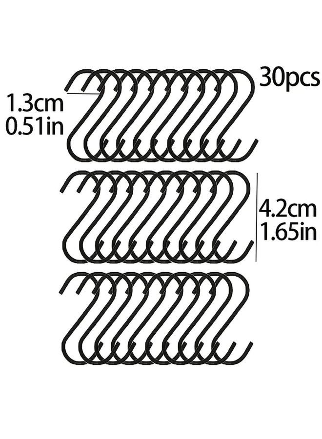 30 قطعة من خطافات S السوداء متينة مقاومة للانزلاق توفر مساحة للمطبخ والحديقة وخزانة الملابس - Image 4