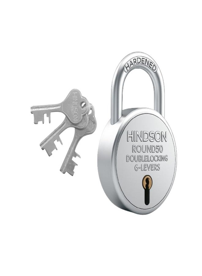 Hindson Round 50 Heavy Duty Multipurpose Security Padlock for Home, Office, Gate & Shutter - Pack of 1 - Image 1