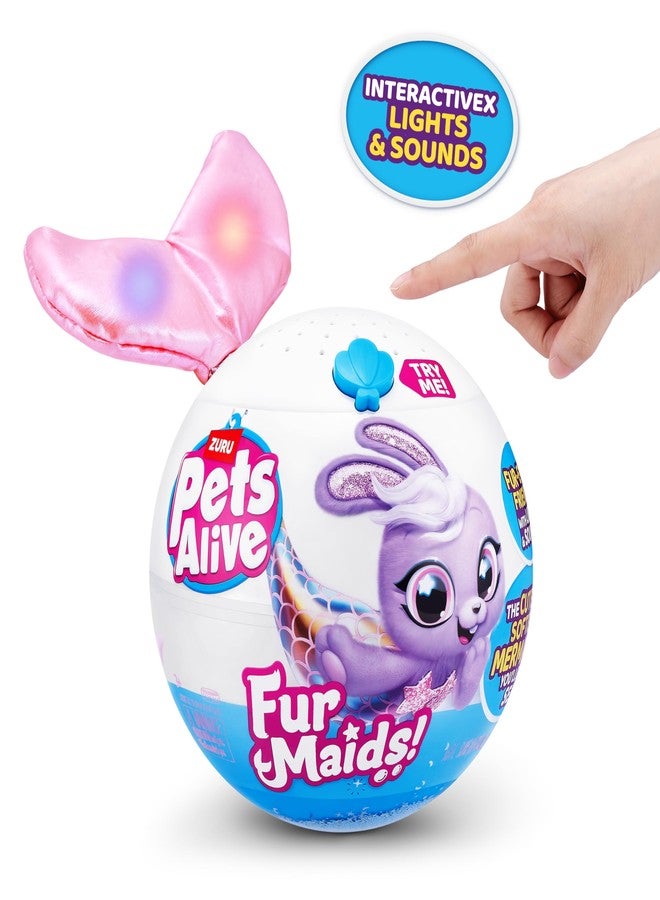 Pets Alive Furmaids by ZURU Mermaid Plush Interactive Lights Sounds Girls Toy (Pink Kitten) - Image 4