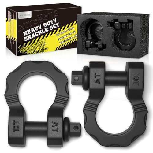 AUTOBOTS D Ring Shackles 80,000 Lbs Break Strength Heavy Duty 3/4” Clevis Shackle with 7/8 Pin for Tow Strap, Winch, Off-Road Recovery Towing Shackles (2 Pack) Black - Image 1