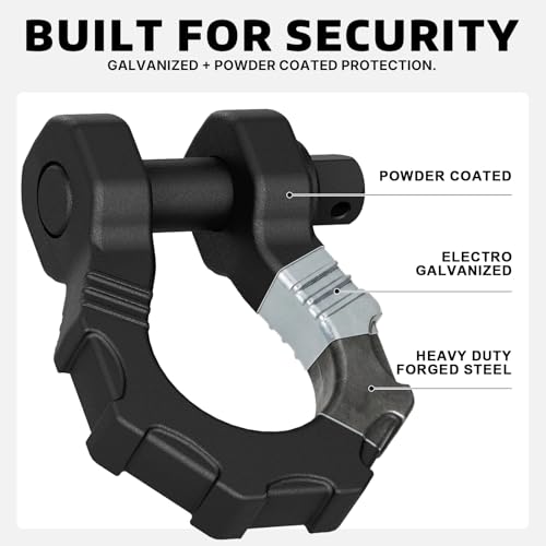 AUTOBOTS D Ring Shackles 80,000 Lbs Break Strength Heavy Duty 3/4” Clevis Shackle with 7/8 Pin for Tow Strap, Winch, Off-Road Recovery Towing Shackles (2 Pack) Black - Image 3