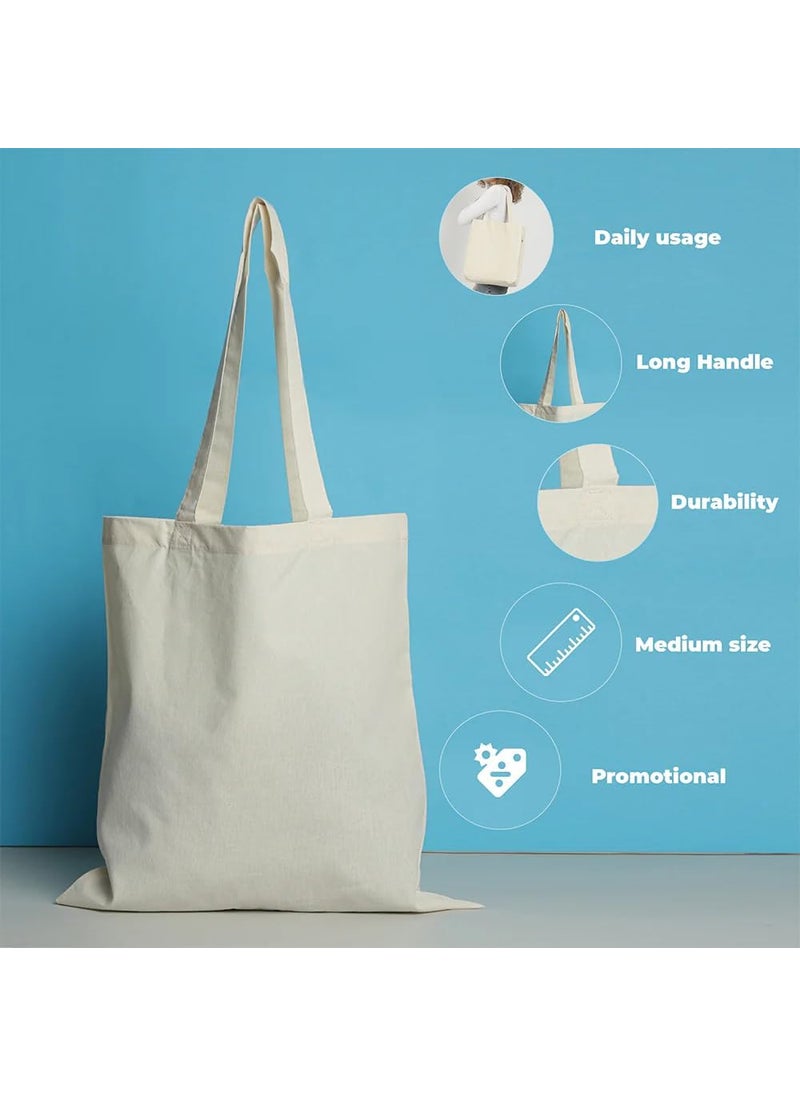 TBF TBF 24 Pack Wholesale Cotton Canvas Tote Bags 15 x 16 Inches Natural Color 6 oz Blank Bulk Reusable Shopping Bags with Handles  - Image 2