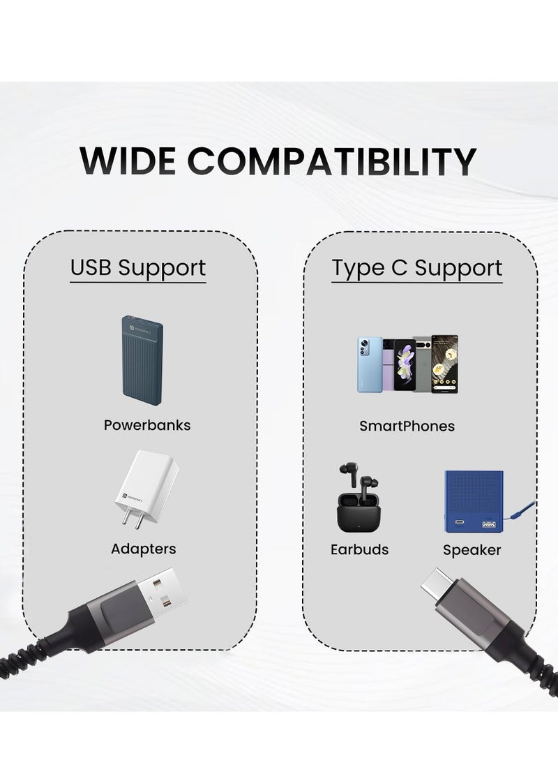 Generic - 5V 2A Type-C Data Charging Cable 1 Meter – Nylon Braided, Fast Charging, High-Speed Data Transfer, Overcurrent & Short Circuit Protection, Compatible with Smartphones, Power Banks, DC272T - Image 1