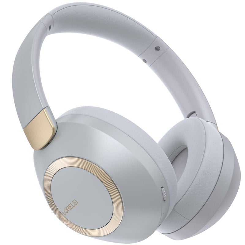 LORELEI BC6 Wireless Over Ear Headphones 50H Playtime Foldable Lightweight Bluetooth Headsets Deep Bass Builtin Microphone Memory Foam Earmuff for Travel Home Office Smoke Gray - Image 2