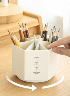 Superme 360 Rotating Desk Organizer Pen Holder Desktop Hexagon Pencil Pot Large Capacity Stationery, Black  - Image 2