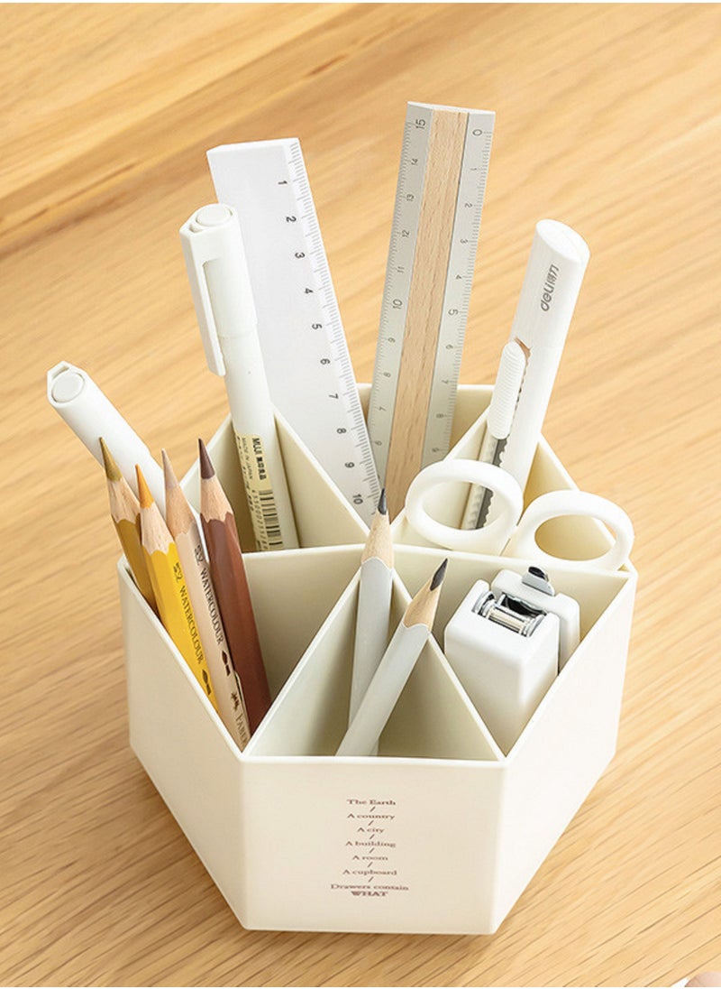Superme 360 Rotating Desk Organizer Pen Holder Desktop Hexagon Pencil Pot Large Capacity Stationery, Black  - Image 3