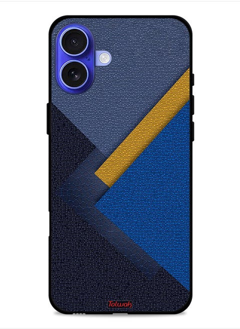 Apple iPhone 16 Protective Case Cover Triangles Leather Shades Pattern