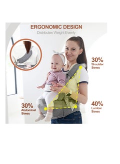 Excefore Baby Carrier with Hip Seat, Baby Carrier Newborn to Toddler, Adjustable Baby Holder Carrier, Ergonomic Carrier, Soft Baby Holder Carrier for 8-45lb, 0-36 Months (Gray)  - Image 2