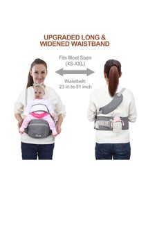 Excefore Baby Carrier with Hip Seat, Baby Carrier Newborn to Toddler, Adjustable Baby Holder Carrier, Ergonomic Carrier, Soft Baby Holder Carrier for 8-45lb, 0-36 Months (Gray)  - Image 3
