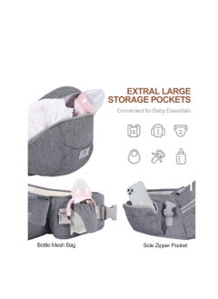 Excefore Baby Carrier with Hip Seat, Baby Carrier Newborn to Toddler, Adjustable Baby Holder Carrier, Ergonomic Carrier, Soft Baby Holder Carrier for 8-45lb, 0-36 Months (Gray)  - Image 4