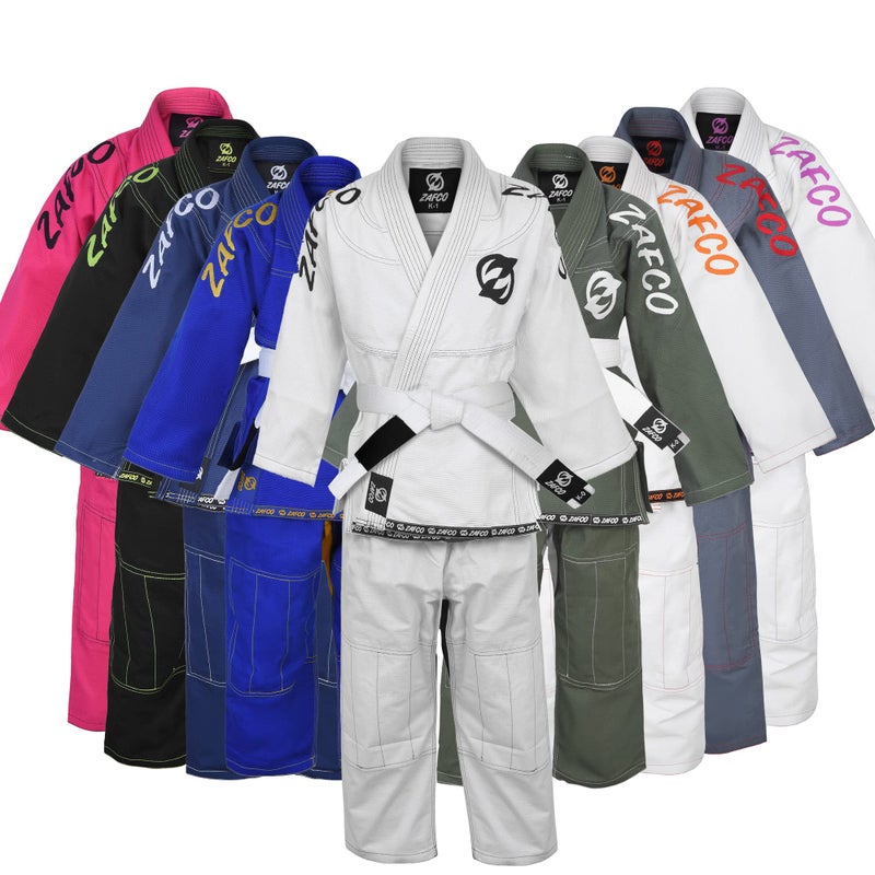 Zafco Sports Brazilian Jiu Jitsu, Kids Jiu Jitsu Gi Children BJJ Gi Grappling Kimonos Lightweight White Belt (White/Black, K1) - Image 5