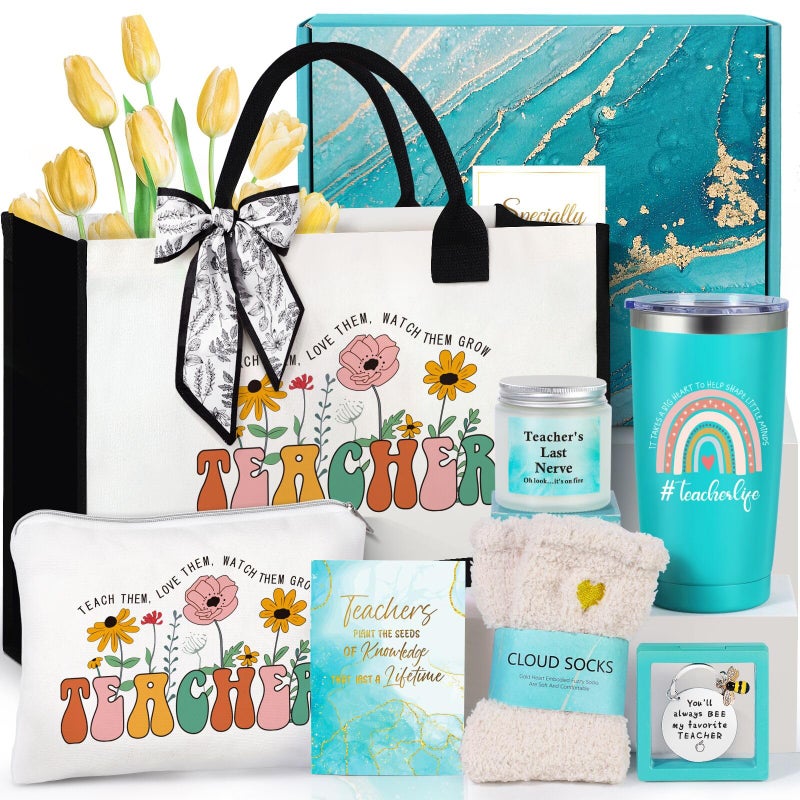 Suhctuptx Teacher Appreciation Gifts, Best Teacher Christmas Gifts Birthday Gift Tote Bags for Women, Unique Retirement Ideas from Students - Funny End of Year Thank You Basket Box Back to School Gift - Image 1