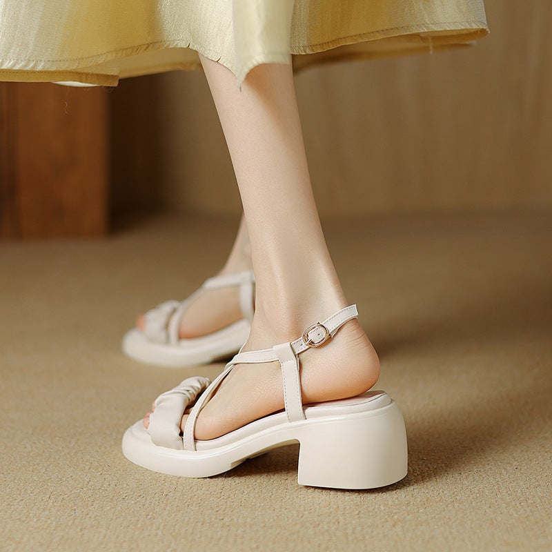 Wish Source 2024 Summer Small Thick Bottom High Heel 33-43 Size Open Toe Buckle Breathable Women'S Sandals - Image 5